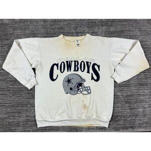 Vintage Dallas Cowboys Sweatshirt Mens Large‎ White Helmet NFL Stained Artex